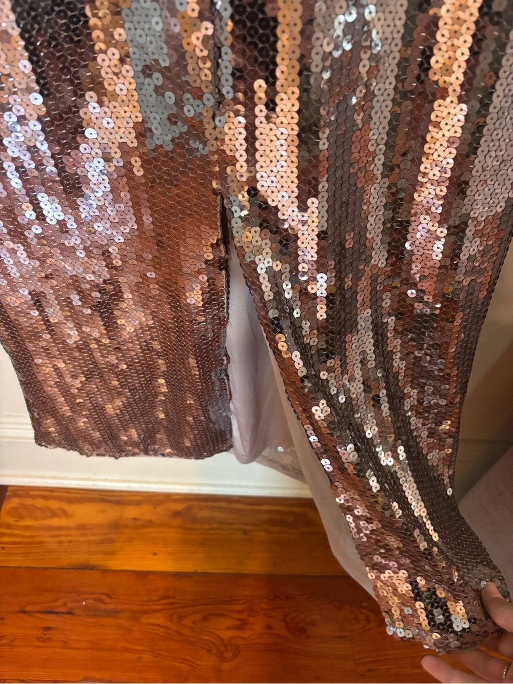 Silver Sequin Slip Dress
